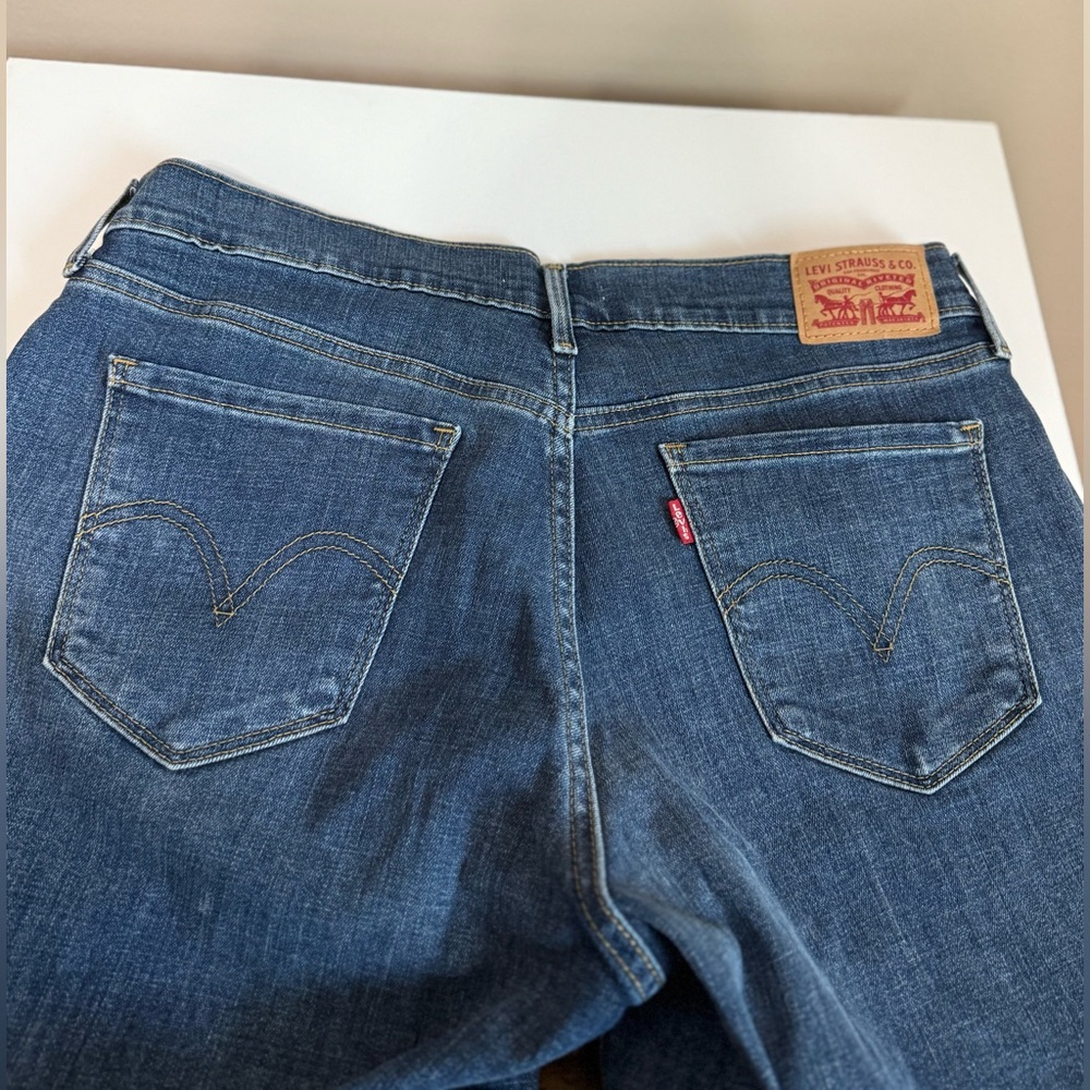 Levi's 505 Straight Medium Wash Stretchy Blue Jeans Women's 10L (W30 / L34) - Picture 4 of 9